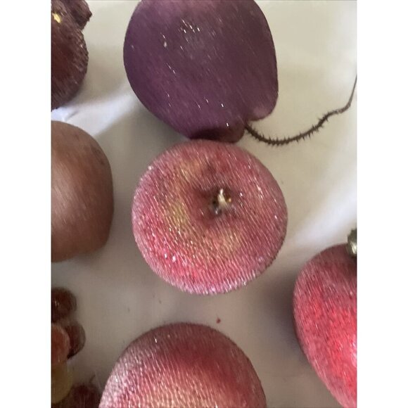 Artificial Glittered Fruit Assortment For Decorative Displays - Pears Apples Gra - Picture 12 of 16